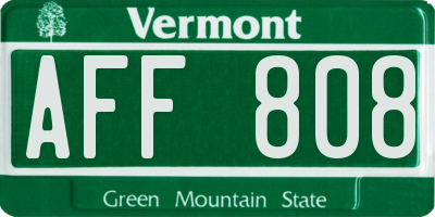 VT license plate AFF808