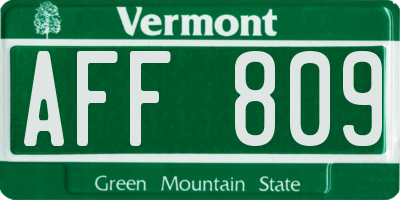 VT license plate AFF809