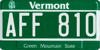 VT license plate AFF810