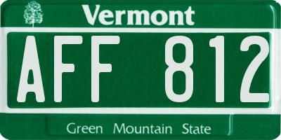 VT license plate AFF812