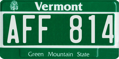 VT license plate AFF814