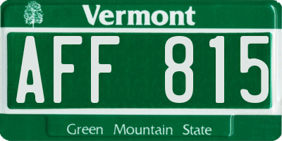 VT license plate AFF815