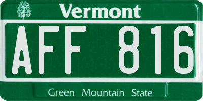 VT license plate AFF816