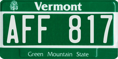 VT license plate AFF817