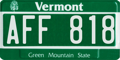 VT license plate AFF818