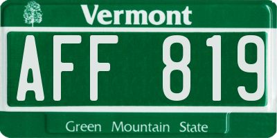 VT license plate AFF819