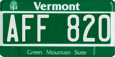 VT license plate AFF820