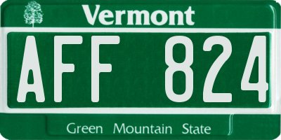 VT license plate AFF824