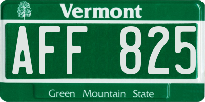 VT license plate AFF825