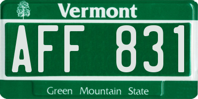 VT license plate AFF831