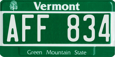 VT license plate AFF834