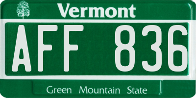 VT license plate AFF836