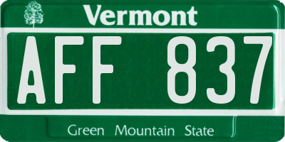 VT license plate AFF837