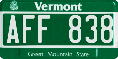 VT license plate AFF838