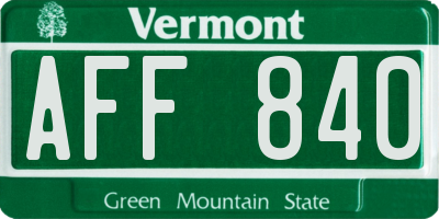 VT license plate AFF840