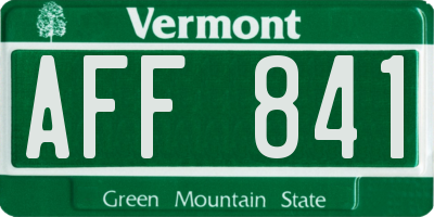 VT license plate AFF841