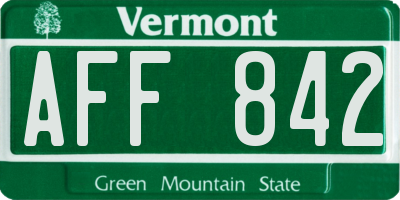 VT license plate AFF842