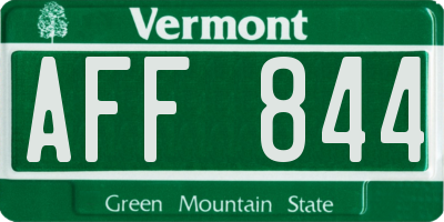 VT license plate AFF844
