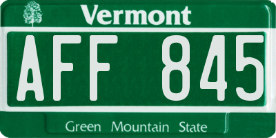 VT license plate AFF845
