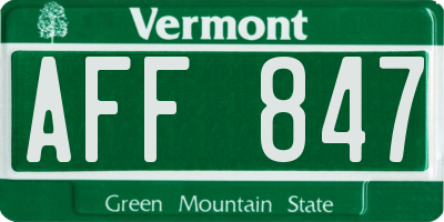 VT license plate AFF847