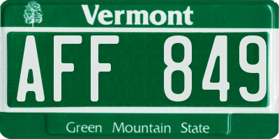 VT license plate AFF849