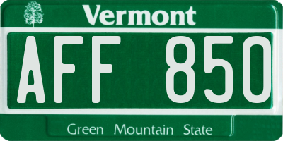 VT license plate AFF850