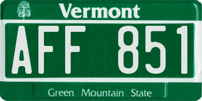 VT license plate AFF851