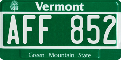 VT license plate AFF852