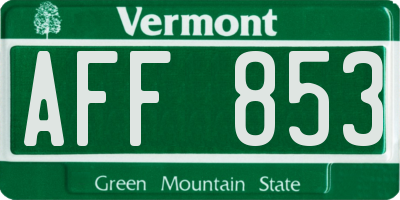 VT license plate AFF853