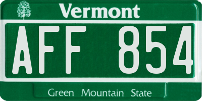 VT license plate AFF854