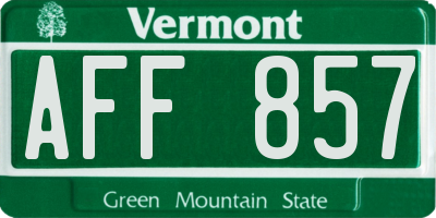 VT license plate AFF857