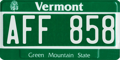 VT license plate AFF858