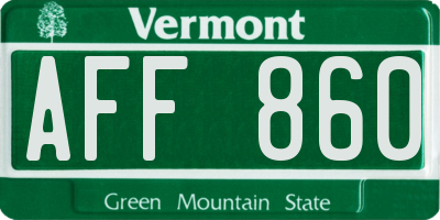 VT license plate AFF860