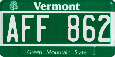 VT license plate AFF862