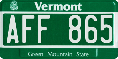 VT license plate AFF865