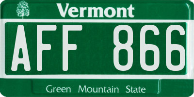 VT license plate AFF866