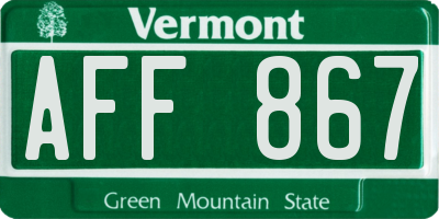 VT license plate AFF867