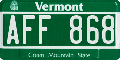 VT license plate AFF868