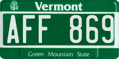 VT license plate AFF869