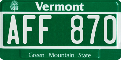 VT license plate AFF870