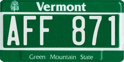 VT license plate AFF871
