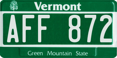 VT license plate AFF872