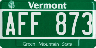 VT license plate AFF873