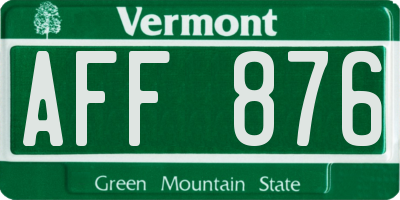 VT license plate AFF876