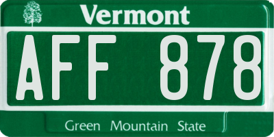 VT license plate AFF878