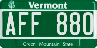 VT license plate AFF880
