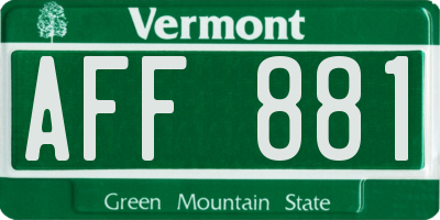 VT license plate AFF881