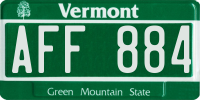 VT license plate AFF884