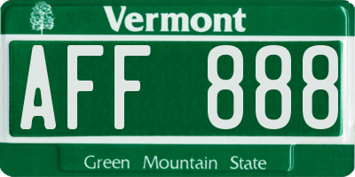 VT license plate AFF888