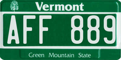 VT license plate AFF889